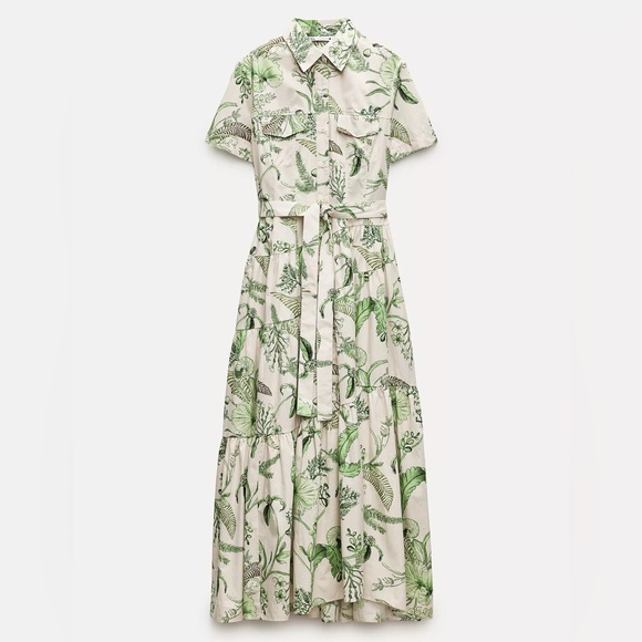 NEW ZARA PRINTED SHIRT DRESS S - Picture 5 of 11